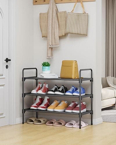 Kitsure Shoe Rack for Closet, Sturdy Shoe Racks for Entryway, Space-Saving Shoe Storage Small and Shoe Organizer, 70.0 x 29.9 x 57.4 cm, Black thumbnail 2