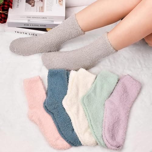 ORALER Fuzzy Socks Gifts for Women - Cozy Fluffy Winter Soft Warm Plush Slipper Socks - Christmas Stocking Stuffers for Women thumbnail 2