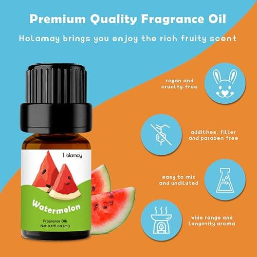 Fruity Fragrance Oil, Holamay Premium Fruit Essential Oils for Diffuser, Candle Soap Making Scents, 10x5ml, Coconut, Strawberry, Mango, Pineapple, More Home Diffusers Oil Scents, Summer Oils Gift Set thumbnail 4