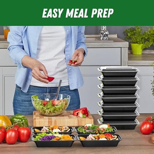 Dealusy 50 Pack (100-Piece) 28 oz Meal Prep Containers Reusable with Lids, Sturdy Leakproof & Food Safe, Microwave, Freezer, Dishwasher Safe Prep Containers, To Go Take Out Plastic Food Storage thumbnail 2