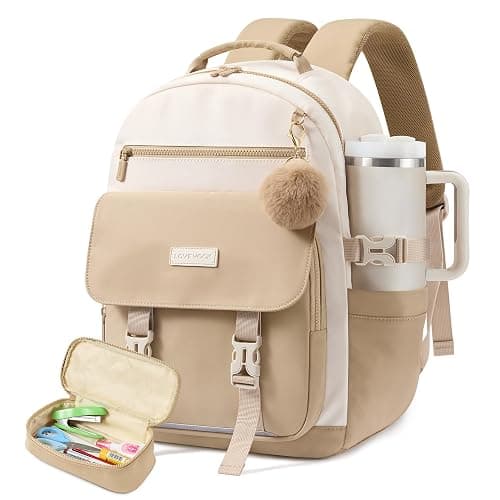 LOVEVOOK School Backpack for Teen Girls, 14-18 Casual Large Capacity Student Laptop Backpack with Pencil Case, 15.6 Inch Bookbag for College, Middle & High School, Gift for Girls - Image 1