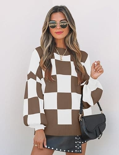 ZESICA Women's 2025 Fall Fashion Turtleneck Long Sleeve Striped Ribbed Knit Loose Pullover Sweater Tops thumbnail 4