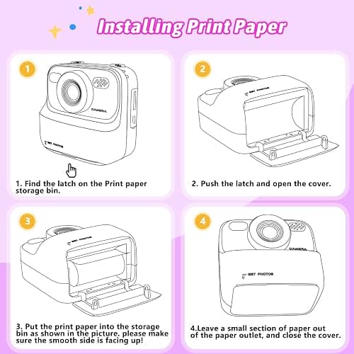 Kids Instant Digital Cameras for Boys and Girls, 1080P HD Dual-Lens Selfie Digital Camera with Print Paper & 32G Card, Christmas Birthday Gifts Toys for Toddler and Teenagers Age 3-16 Years Old thumbnail 8