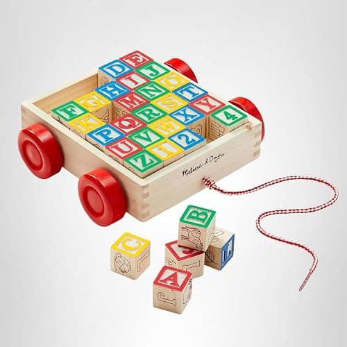 Melissa & Doug Classic ABC Wooden Block Cart Educational Toy with 30 1-Inch Solid Wood Blocks, Multicolor thumbnail 9
