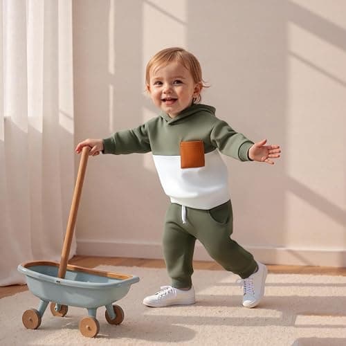 LIOMENGZI Infant Baby Boy Fall Winter Clothes Outfits Hooded Long Sweatshirt Pants Set Toddler Clothes 6 12 18 24 Months 2T thumbnail 3