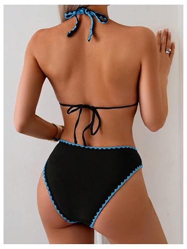MakeMeChic Women's Polka Dots Triangle Thong Bikini Sets Floral Cute Bathing Suit Swimsuits thumbnail 2