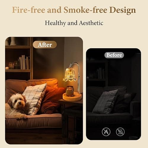 WarmEmbrace Candle Warmer Lamp with Timer Dimmable Light & Adjustable Height, Birthday Gifts for Women Mom Girl,House Warming Gift New Home Decor,Wax Melting Warmer for Jar Candles with 2 Bulbs/Gold thumbnail 7