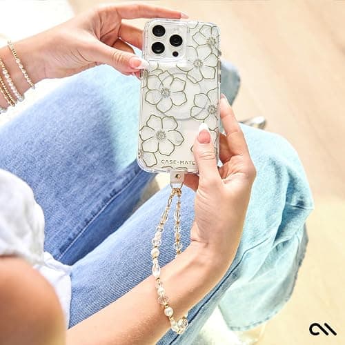 Case-Mate Beaded Phone Charm - Detachable Anti Theft Strap - Hands-Free iPhone Wrist Strap for Women - Phone Chain Wristlet - Fits Galaxy, Pixel and More - Crystal Pearl Gold thumbnail 4