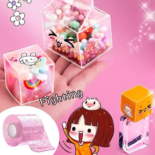 Lezevn 3 Rolls Sequined Nano Tape Double Sided Adhesive Tape Transparent Nano Tape Removable Washable Gel Tape for Kids DIY thumbnail 5