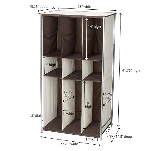 Household Essentials Transformer Boot Storage Rack, Adjustable Cubbies, Soft Poly-Cotton Fabric, Sturdy Steel Frame, Versatile and Stylish, Perfect for Short, Mid and Tall Boots, Natural and Brown 23 Inch thumbnail 6