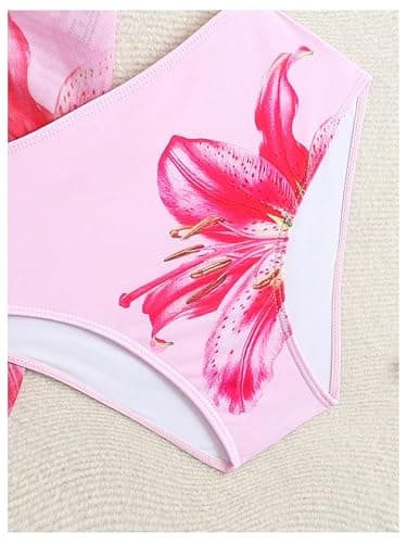 SHENHE Girl's 3 Piece Swimsuits Cute Halter Triangle Bikini Bathing Suit with Beach Cover Up thumbnail 5