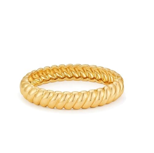 HUAYUNFANG Chunky Gold Bangle Bracelets for Women Twisted Hinged Wrist Cuff Bracelets open Spiraled Oval Bracelet Trendy Jewelry for Women - Image 1