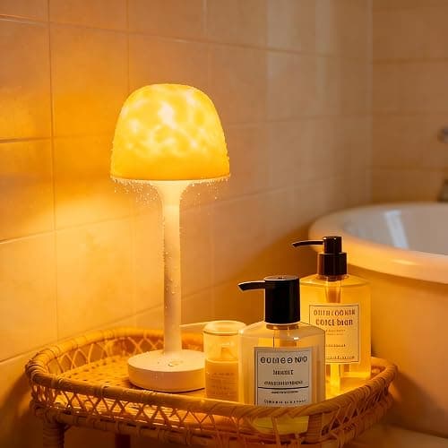 Yoomue Waterproof Shower Lamp with Ocean Wave Projector for Bathroom, Cordless Rechargeable Bath Light with 16 Color Changing,Table Lamp with Soft 360˚Glow for Bathtub, Night Shower & Relaxing Dating - Image 1