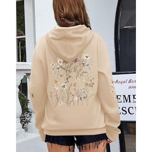 Sulayesh Women's Floral Printed Hoodies Vintage Aesthetic Flower Graphic Sweatshirt Cute Boho Fleece Thermal Hoodie Pullover thumbnail 4