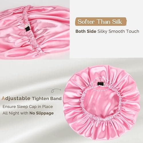 YANIBEST Silk Bonnet Satin Bonnet for Sleeping Women Men, Adjustable Double Layer Hair Bonnet for Curly Braids Reduce Frizz thumbnail 6