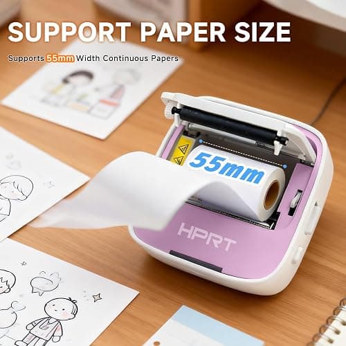 HPRT Sticker Printer, S1 Mini Portable Thermal Inkless Label Printer Pink | Sticker Maker with Bluetooth Stable Connection & for Notes, Journal, Home, Office, Kids, DIY Free App with Multiple Templates thumbnail 3