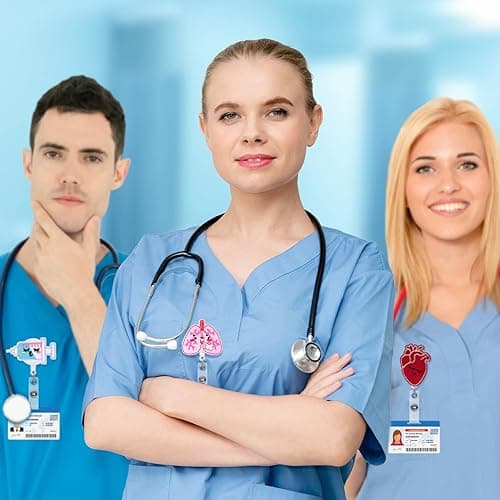 8 Pcs Nurse Pediatric Badge Reels Gifts Cute Felt Retractable Badge Reels Themed Holders Gift for Nurses Doctors ID Name Cards Lanyards Holidays(Lovely Style) - Lovely Style thumbnail 5