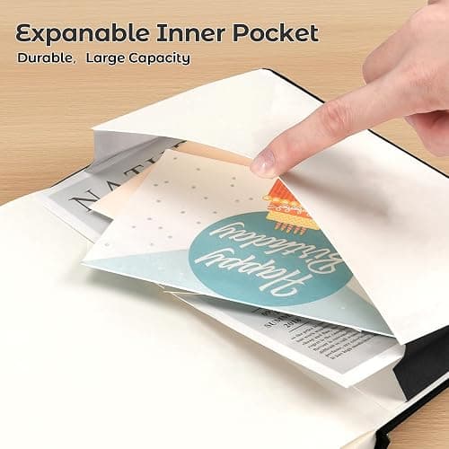 College Ruled Notebook, 5 Pack A5 Hardcover Leather Notebook for Work, Lined Notebook Journal for Women, Men, 100GSM Thick Paper, Large Notebook with Pockets, Professional Business Notebook, 5.7"x8.5" thumbnail 4