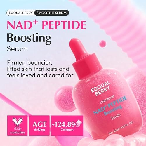 EQQUALBERRY NAD+ Peptide Boosting Smoothie Serum – Anti-Aging Korean Skin Care | Stocking Stuffer for Women | Firming Serum with 5 Ceramides & Vegan Collagen for Wrinkles & Radiant Glow(1.01oz/30ml) thumbnail 2
