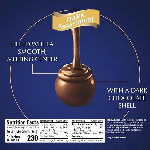 Lindt LINDOR Assorted Dark Chocolate Candy Truffles, Assorted Chocolate with Smooth, Melting Truffle Center, 15.2 oz. Bag thumbnail 2