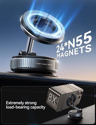 JOYROOM Magsafe Suction Cup Phone Mount, Vacuum Magnetic Phone Holder for Car, 360° Metal Strut Magsafe Car Mount for iPhone 17 Pro iPhone 16 15 14 13 12 & Android Magsafe Case thumbnail 9