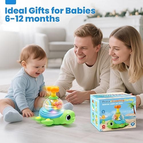 Baby Toys 6-12 Months, Musical Crawling Press to Spin & Glow Turtle Toy for 1 Year Old, Cause and Effect Early Learning for Infant Tummy Time, Christmas 1st Birthday Gifts Boy Girl 7 8 9 10 11 Month thumbnail 8