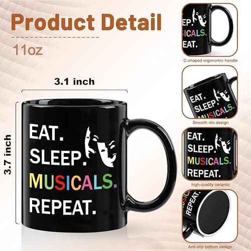 YHRJWN Theater Gifts, Broadway Gifts, Christmas Birthday Theater Day Gift for Theater Lovers, Teen Girls, Theatre Kids, Music Teacher, Actors, 11 Oz Black thumbnail 3