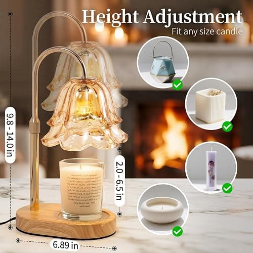 Flower Candle Warmer Lamp with Timer - Dimmable Electric Candle Lamp, Birthday Gifts for Women Mom, House Warming Gifts New Home Decor, Adjustable Wax Wamer Light for Jar Candles thumbnail 3
