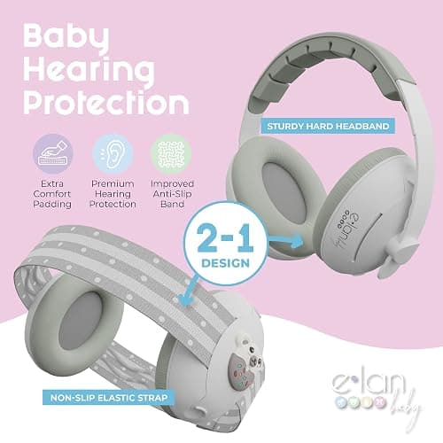 2-in-1 Baby Ear Muffs Noise Protection - Baby Headphones for Noise & Plane Travel - 2 Headbands - Toddler Ear Protection for Infant & Toddler Travel Essential, Age 1-36 Months thumbnail 2