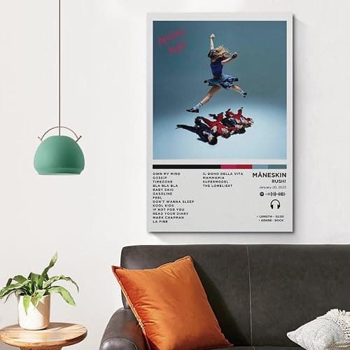 Måneskin Album Rush! Poster, Wandkunst, Leinwand, ästhetisches Vintage-Poster, dekoratives Gemälde, Wohnzimmer, Schlafzimmer, Dekoration, 30 x 45 cm, ungerahmter Stil thumbnail 4