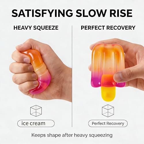 Ice Cream Squeeze Squishy - Summer Sensory Stress Relief, Decompression Venting Toy, Easter Basket Stuffers Party Favors for Anxiety Relief Everyone (#A) thumbnail 5