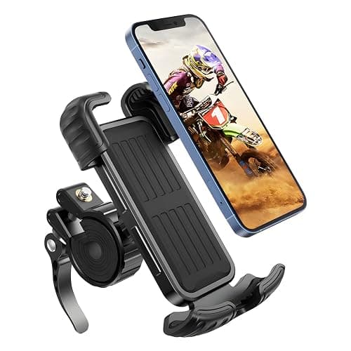 Marspeeder Bike Motorcycle Phone Mount,[Super Stable Metal] Bike Motorcycle Phone Holder with Security Lock, Bicycle Phone Mount with Soft Cushion & Adjustable Clip Compatible with 4.7''-6.8'' Phone - Image 1