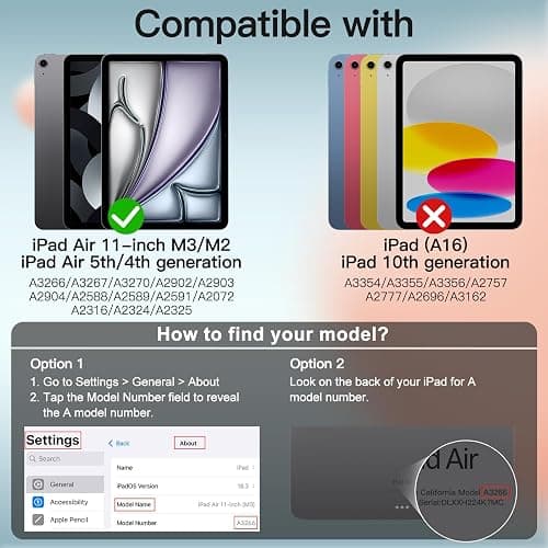 JETech Case for iPad Air 11-Inch M3/M2 (2025/2024), iPad Air 5/4 (2022/2020 5th/4th Generation 10.9-Inch), Slim Stand Hard Back Shell Cover with Auto Wake/Sleep (Starlight) thumbnail 2