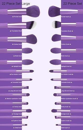 Koccido Makeup Brushes 22 Pcs Makeup Kit,Foundation Brush Eyeshadow Brush Make up Brushes Set (Purple, 22 Piece Set Large) thumbnail 4