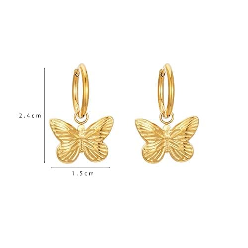 Sylph Hoop Earrings for Women, Dainty 14K Gold Plated Huggie Earrings with Charm Butterfly Drop Simple Hypoallergenic Titanium Steel Dangle Jewelry Gifts for Engagement Birthday Anniversary thumbnail 6