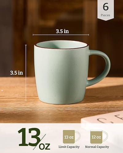famiware Mercury Coffee Mugs 13 oz, Coffee Mugs Set of 4 with Handle, Cups for Latte, Hot Tea, Cappuccino, Mocha, Cocoa, Light Green thumbnail 3