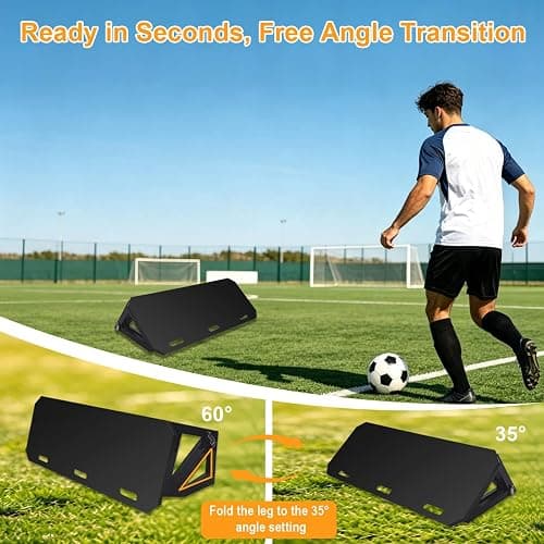 3-Angle Soccer Rebounder Board, Portable Wall for Passing, Shooting | Heavy-Duty HDPE,90°/60°/35°Adjustable Angles,for Backyard & Indoor,Target Stickers & Ground Stake Included,Patent D1121073 thumbnail 4