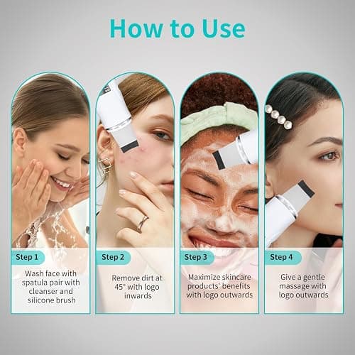 Face Scrubber Skin Spatula - Blackhead Remover Deep Cleansing Tool for Pore Extraction, 4-in-1 Fast Charging Dock Blackhead Remover Face Spatula for Facial Skincare Women Gift (White) thumbnail 7