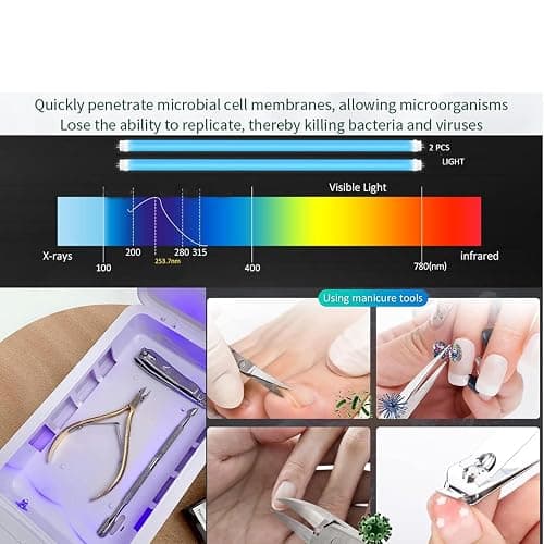 Nail Tool Sterilizer with Blue Light,LXIANGN Portable USB Sterilizating Box for Manicure Salon,Tweezers,Tattoo,Scissors,Jewelry,Phone, Watch,Keys thumbnail 5