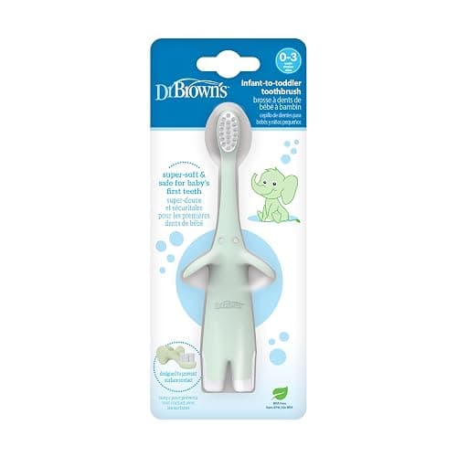 Dr. Brown's Infant-to-Toddler Toothbrush, Elephant, Mint, 0-3 Years thumbnail 17