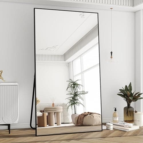 BEAUTYPEAK 76"x34" Rectangle Full Body Floor Mirrors, Full Length Mirror Hanging or Leaning, Aluminum Alloy Frame Wall Mirror for Bedroom, Dressing Room, Black - Image 1