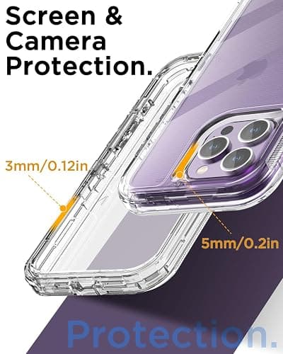 AICase Clear Case for iPhone 15 Pro Max,Heavy Duty Durable 3-Layer [Not Yellowing][Military Grade Drop Protection] Shockproof/DropProof Protective Cover for iPhone 15 ProMax Case thumbnail 5