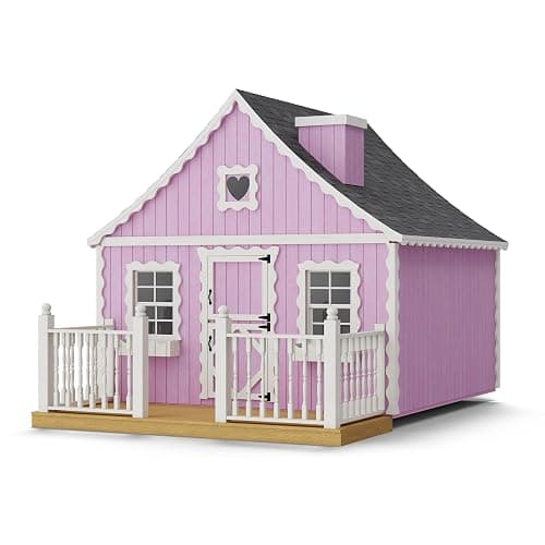 8x8 Gingerbread Cottage Playhouse with Floor, Deck and Rail, Outdoor Wood Do-It-Yourself Kit - Image 1