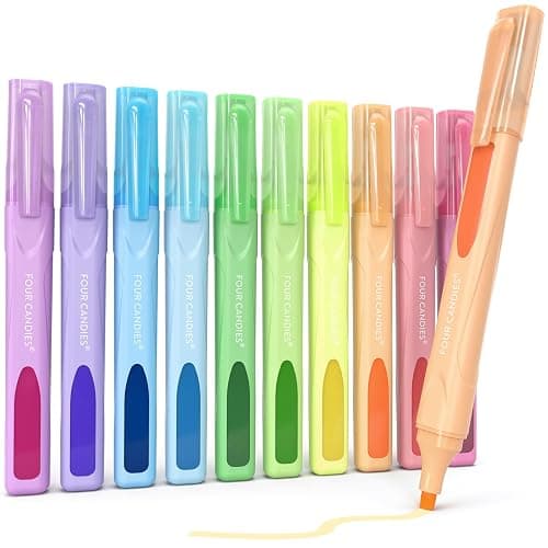 Four Candies Cute Pastel Highlighters, 10 PCS Highlighters Assorted Colors, Soft Chisel Tip, Clear Ink View, Aesthetic Highlighter Set for Organizing and Coloring & Back to School Supplies - Image 1