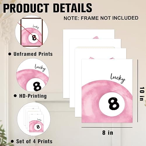 DTLGTG Coquette Pink Bow Wall Decor | Set of 4 Aesthetic Posters for Teen Girls Bedroom Dorm Bathroom - 8x10in Unframed Art Prints - Cute College Girl Gift - A01 thumbnail 2