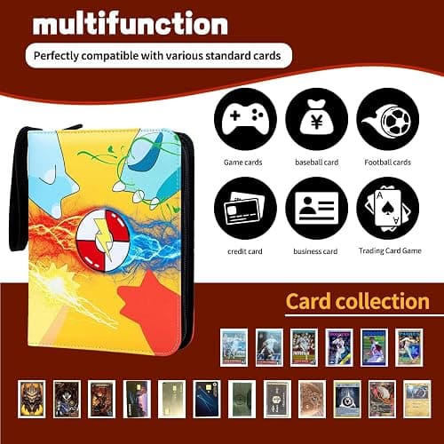 Astrumify Trading Card Binder - 9 Pocket Card Holder Zipper Album with 60 Bonus Removable Sleeves, 1080 Capacity Portable Organizer for Gaming Cards and Collectible Cards thumbnail 3