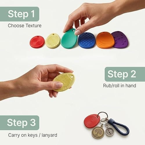 SLOKZ Worry Stones for Anxiety - 6 Pack Adult Fidget Toys & Sensory Stones, Quiet Fidget Toys, Fidgets for Adults with Key Ring & Neck String, Adult Fidgets thumbnail 8