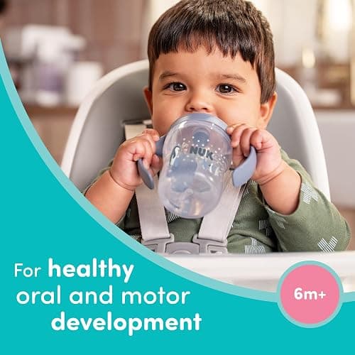 NUK Perfect Match Learner Straw Cup, 8 oz, 2 pack – Soft Straw, Easy-Grip Handles, BPA Free, Spill Proof Transition Sippy Cup thumbnail 3