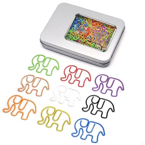 Haowuliao 50 Elephant Paper Clips Bookmarks, Elephant Decor Gifts for Women - Image 1