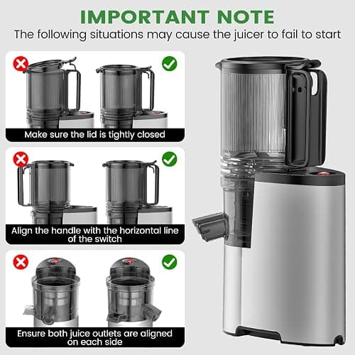 Cold Press Juicer, 5.8" Wide Feed Chute Juice Extractor Machine with 400W, High Juice Yield, Slow Masticating Juicer for Whole Vegetables & Fruits, Premium Silver - Premium Grey thumbnail 3